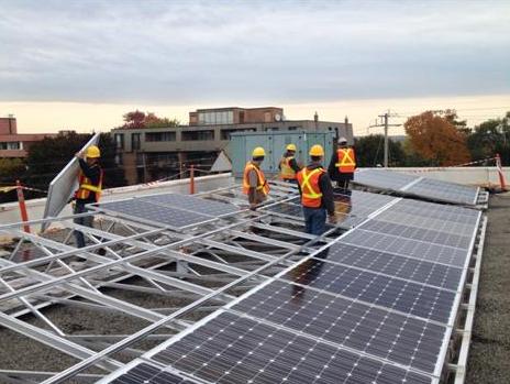 Installing solar panels at Lakeridge Health Oshawa