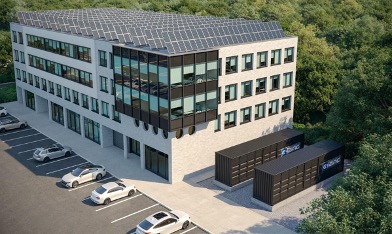 picture of a building with solar panels