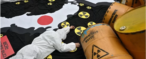 Activists protesting the waste water dump in Fukishima